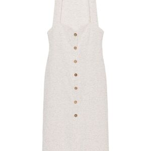 Zara Oatmeal Button-Front Knit Midi Dress